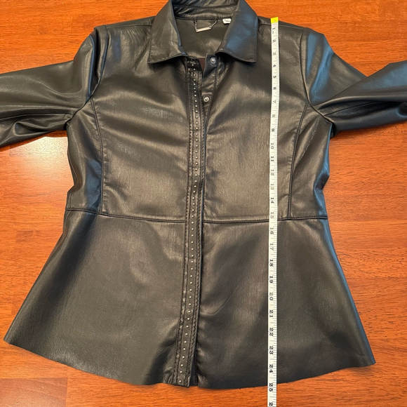 Chico's Riveted Faux Leather Peplum Jacket‎ Black Size Small - Picture 11 of 12